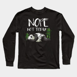 Funny Nope Not Today Lazy Sleepy Panda Distressed Long Sleeve T-Shirt